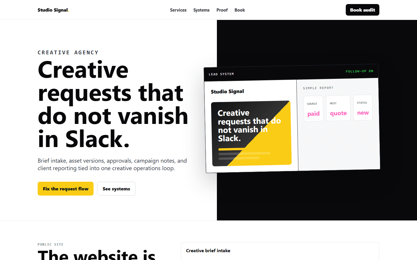 Studio Signal fictional website concept